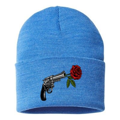 A Revolver With A Rose For Gun Lovers 2nd Adt 2a Gift Sustainable Knit Beanie