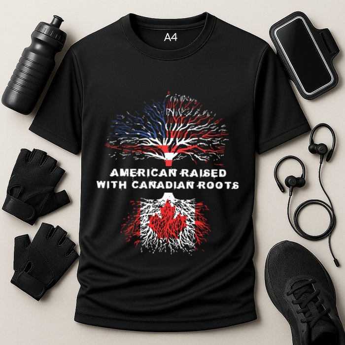 American Raised With Canadian Roots Canada Cooling Performance Crew T-Shirt