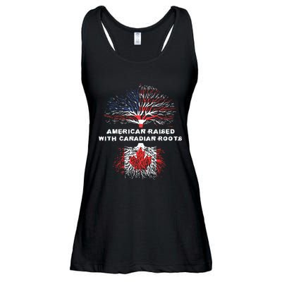 American Raised With Canadian Roots Canada Ladies Essential Flowy Tank