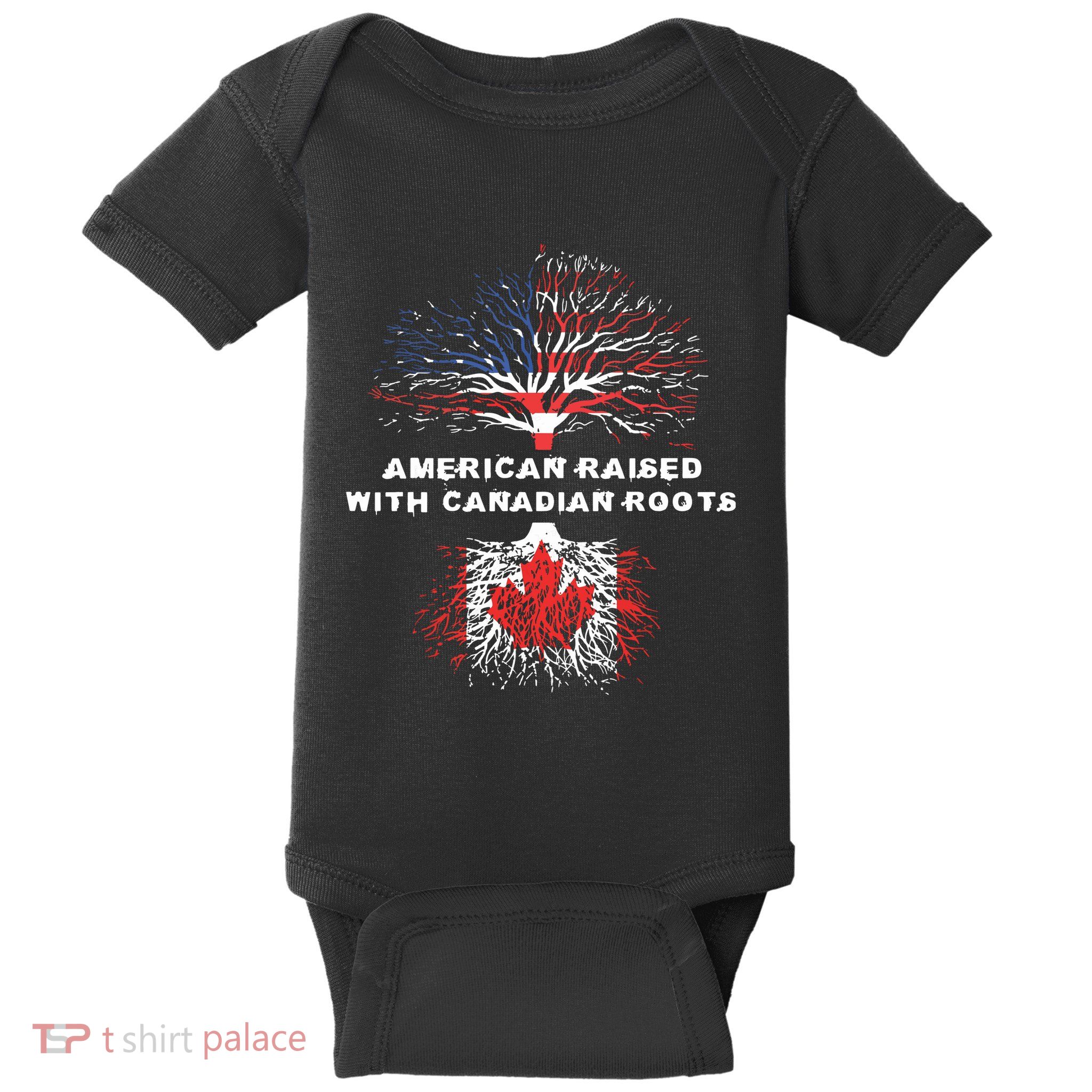 American Raised With Canadian Roots Canada Baby Bodysuit