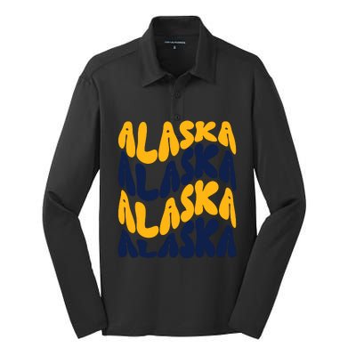 Alaska Retro Wave Silk Touch Performance Long Sleeve Polo