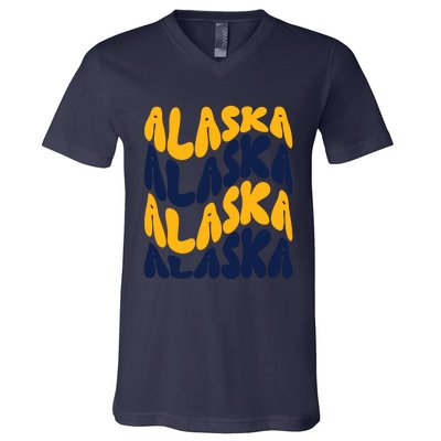 Alaska Retro Wave V-Neck T-Shirt