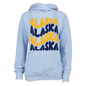 Alaska Retro Wave Womens Funnel Neck Pullover Hood