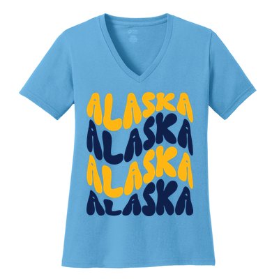 Alaska Retro Wave Women's V-Neck T-Shirt