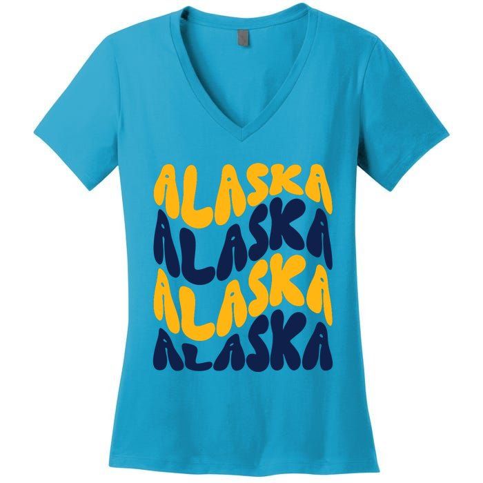 Alaska Retro Wave Women's V-Neck T-Shirt