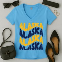 Alaska Retro Wave Women's V-Neck T-Shirt