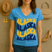 Alaska Retro Wave Women's V-Neck T-Shirt