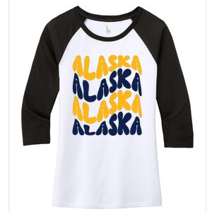 Alaska Retro Wave Women's Tri-Blend 3/4-Sleeve Raglan Shirt