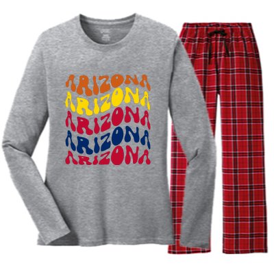 Arizona Retro Wave Women's Long Sleeve Flannel Pajama Set 