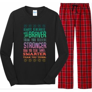 Always Remember You Are Braver Than You Believe Motivation Gift Long Sleeve Pajama Set