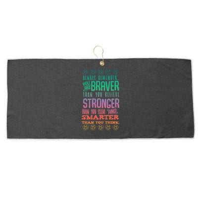 Always Remember You Are Braver Than You Believe Motivation Gift Large Microfiber Waffle Golf Towel