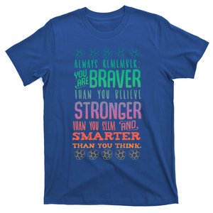 Always Remember You Are Braver Than You Believe Motivation Gift T-Shirt