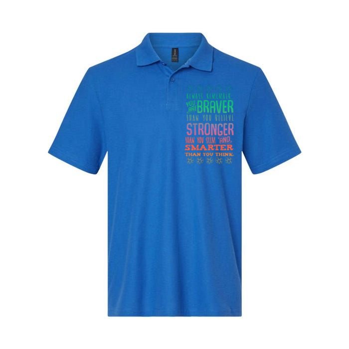 Always Remember You Are Braver Than You Believe Motivation Gift Softstyle Adult Sport Polo