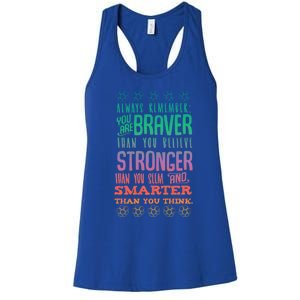 Always Remember You Are Braver Than You Believe Motivation Gift Women's Racerback Tank