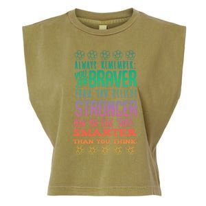 Always Remember You Are Braver Than You Believe Motivation Gift Garment-Dyed Women's Muscle Tee