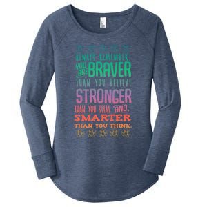 Always Remember You Are Braver Than You Believe Motivation Gift Women's Perfect Tri Tunic Long Sleeve Shirt