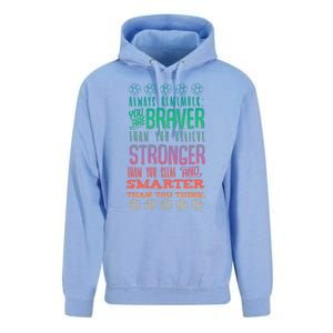 Always Remember You Are Braver Than You Believe Motivation Gift Unisex Surf Hoodie