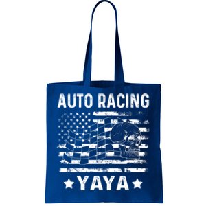 Auto Racing Yaya Grandma Usa Flag 4th Of July Gift Tote Bag