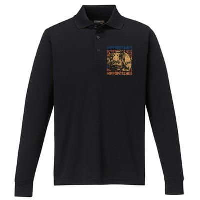 Animal Rights Zookeeper Africa Gift Idea Hippo Performance Long Sleeve Polo