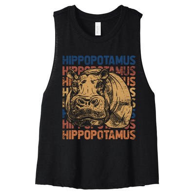 Animal Rights Zookeeper Africa Gift Idea Hippo Women's Racerback Cropped Tank