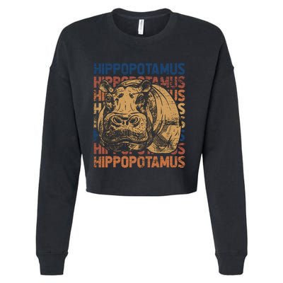 Animal Rights Zookeeper Africa Gift Idea Hippo Cropped Pullover Crew