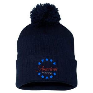 American Since 1776 Patriotic American We The People 1776 Conservative Pom Pom 12in Knit Beanie