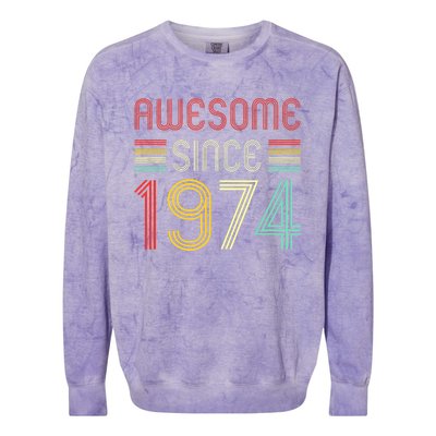 Awesome Since 1974 49th Birthday 49 Year Old Colorblast Crewneck Sweatshirt