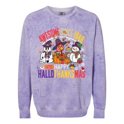 Awesome Since 1949 75th Birthday Funny Hallothanksmas Cute Gift Colorblast Crewneck Sweatshirt