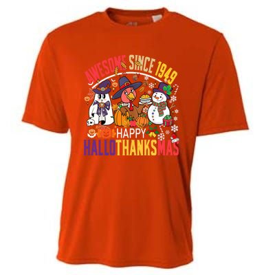 Awesome Since 1949 75th Birthday Funny Hallothanksmas Cute Gift Cooling Performance Crew T-Shirt