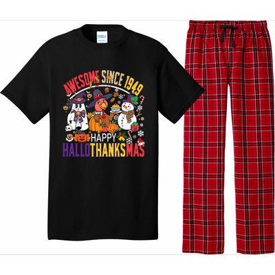 Awesome Since 1949 75th Birthday Funny Hallothanksmas Cute Gift Pajama Set