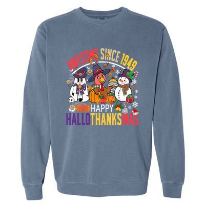 Awesome Since 1949 75th Birthday Funny Hallothanksmas Cute Gift Garment-Dyed Sweatshirt