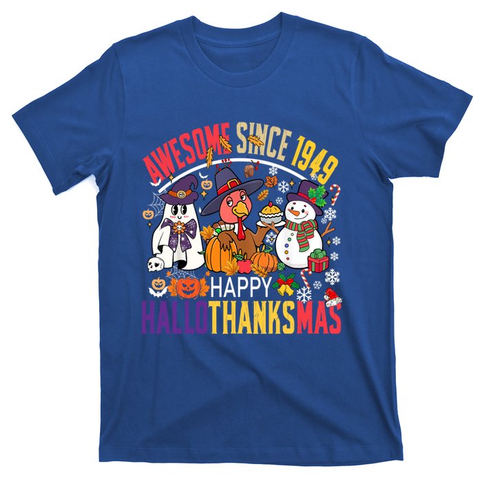 Awesome Since 1949 75th Birthday Funny Hallothanksmas Cute Gift T-Shirt