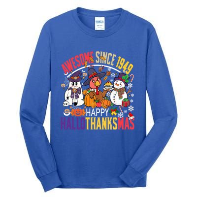 Awesome Since 1949 75th Birthday Funny Hallothanksmas Cute Gift Tall Long Sleeve T-Shirt