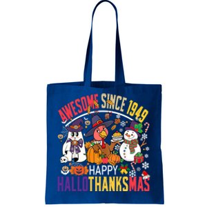 Awesome Since 1949 75th Birthday Funny Hallothanksmas Cute Gift Tote Bag