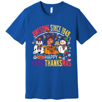 Awesome Since 1949 75th Birthday Funny Hallothanksmas Cute Gift Premium T-Shirt