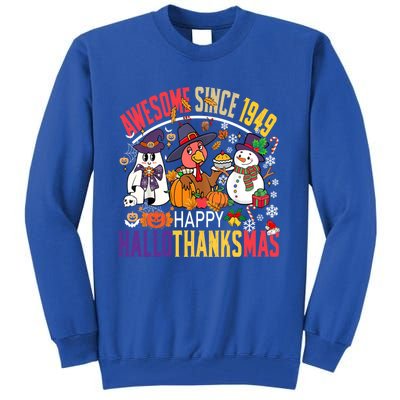 Awesome Since 1949 75th Birthday Funny Hallothanksmas Cute Gift Tall Sweatshirt