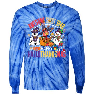 Awesome Since 1949 75th Birthday Funny Hallothanksmas Cute Gift Tie-Dye Long Sleeve Shirt