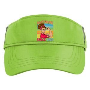 Awesome Since 1923 100th Birthday Messy Bun Rosie The Riveter Adult Drive Performance Visor