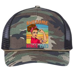 Awesome Since 1923 100th Birthday Messy Bun Rosie The Riveter Retro Rope Trucker Hat Cap