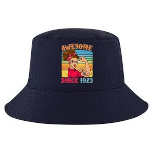 Awesome Since 1923 100th Birthday Messy Bun Rosie The Riveter Cool Comfort Performance Bucket Hat