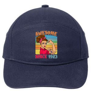 Awesome Since 1923 100th Birthday Messy Bun Rosie The Riveter 7-Panel Snapback Hat