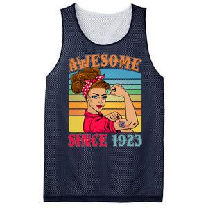 Awesome Since 1923 100th Birthday Messy Bun Rosie The Riveter Mesh Reversible Basketball Jersey Tank