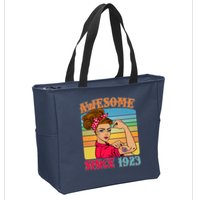 Awesome Since 1923 100th Birthday Messy Bun Rosie The Riveter Zip Tote Bag