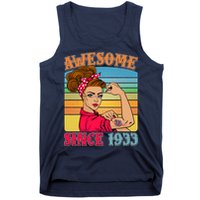 Awesome Since 1933 90th Birthday Messy Bun Rosie The Riveter Tank Top
