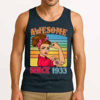 Awesome Since 1933 90th Birthday Messy Bun Rosie The Riveter Tank Top