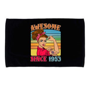 Awesome Since 1953 70th Birthday Messy Bun Rosie The Riveter Microfiber Hand Towel