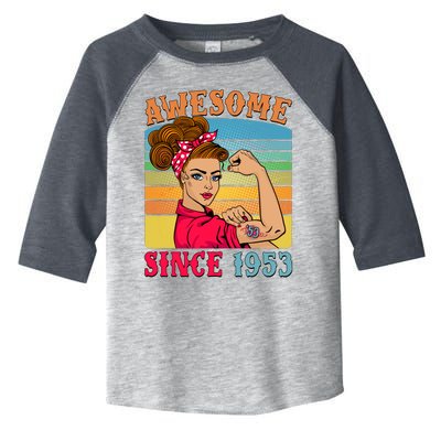 Awesome Since 1953 70th Birthday Messy Bun Rosie The Riveter Toddler Fine Jersey T-Shirt