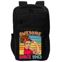 Awesome Since 1963 60th Birthday Messy Bun Rosie The Riveter Impact Tech Backpack
