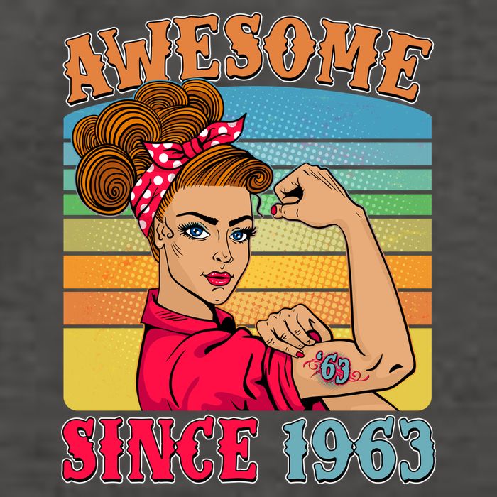 Awesome Since 1963 60th Birthday Messy Bun Rosie The Riveter Vector Backpack