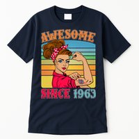 Awesome Since 1963 60th Birthday Messy Bun Rosie The Riveter Tall T-Shirt